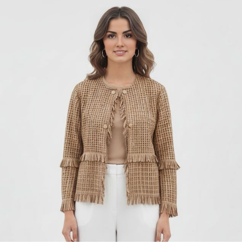 Suprema Fringed Real Leather Jacket 44